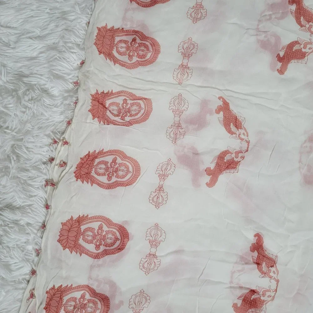 Turtle Beach Designs White Scarf with Beads accent on Trim